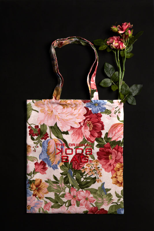 TOTE Bag - Big Flowers with embroidery, lining and two practical pockets