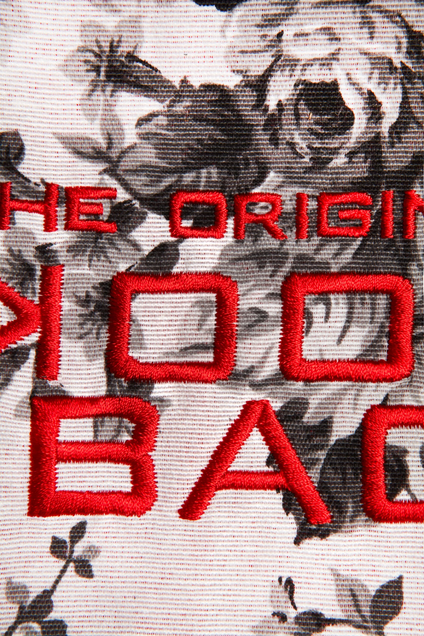 Book Bag - White Black with embroidery and lining