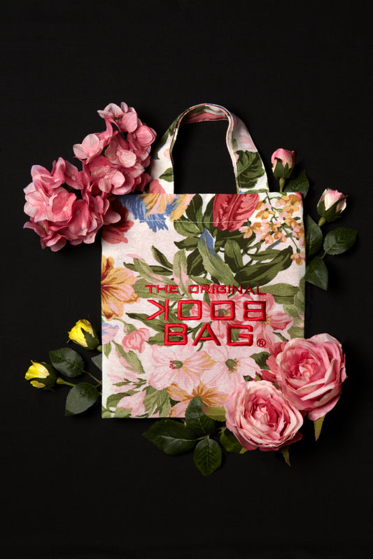 Book Bag - Big Flowers with embroidery and lining