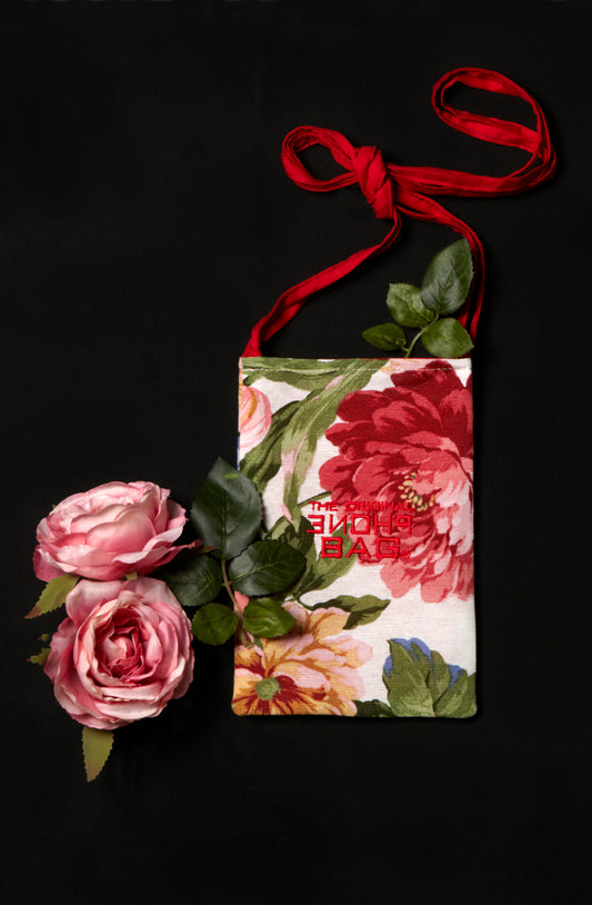 Phone Bag - Big Flowers with embroidery and lining
