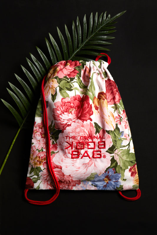 Backpack - Big Flowers with embroidery, lining and two practical pockets