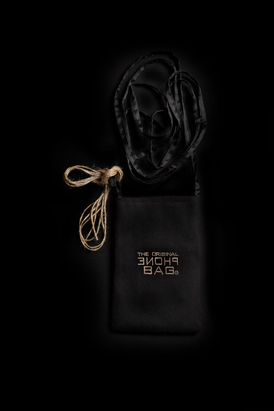 Cotton - Phone Bag- Black with inner lining