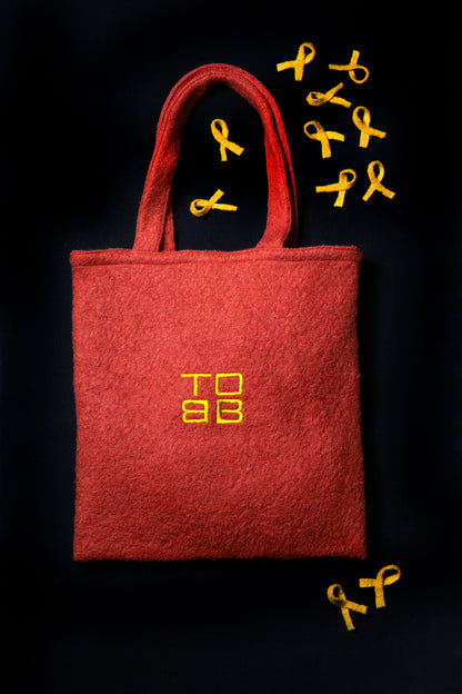 Boucle - TOTE Bag - Orange with embroidery, lining and two practical pockets